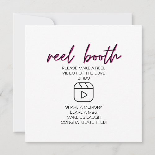 Simple Black Calligraphy Wedding Reels Booth Sign 