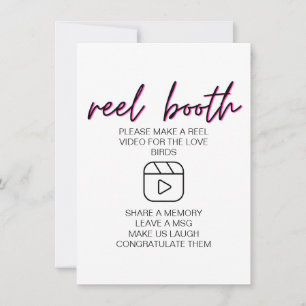 Simple Black Calligraphy Wedding Reels Booth Sign Invitation