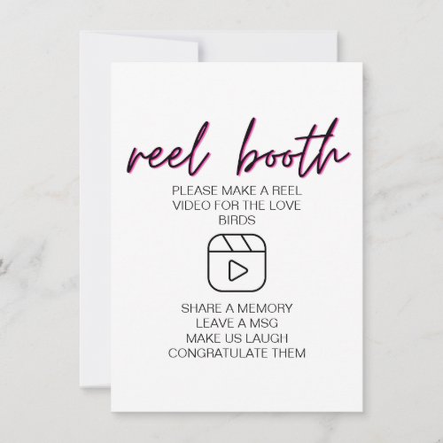 Simple Black Calligraphy Wedding Reels Booth Sign  Invitation
