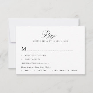 simple black calligraphy wedding RSVP card