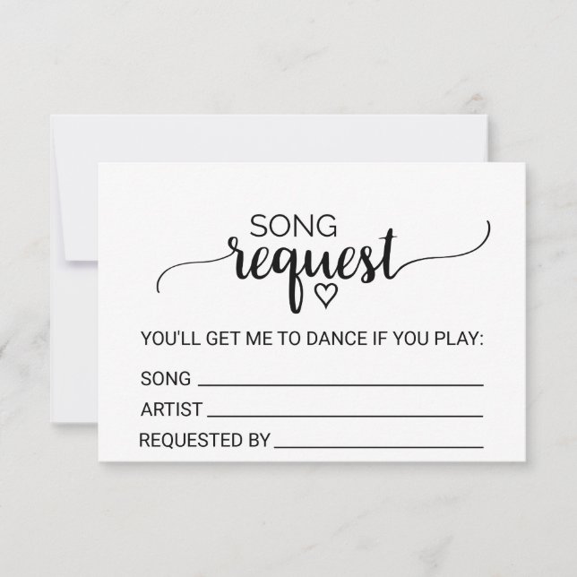 Simple Black Calligraphy Wedding Song Request (Front)