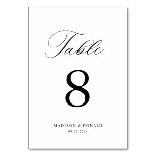 simple black calligraphy wedding table number