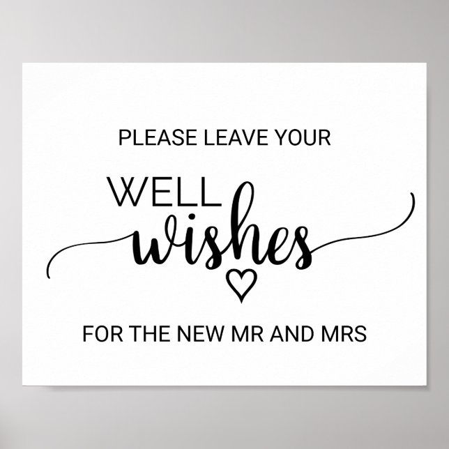 Simple Black Calligraphy Well Wishes Sign (Front)