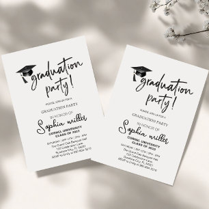 Simple Black Cap High School Graduation Party Invitation
