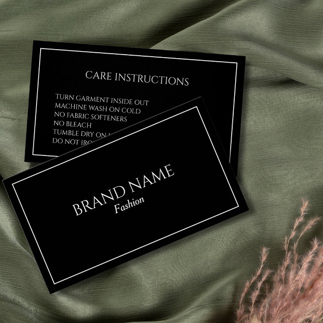 Simple Black Care Instructions Enclosure Card (Creator Uploaded)