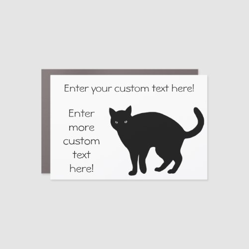 Simple Black Cat Design with two Text Options Car Magnet