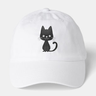 Simple Black Cat Illustration Cute Kawaii Cat Hat