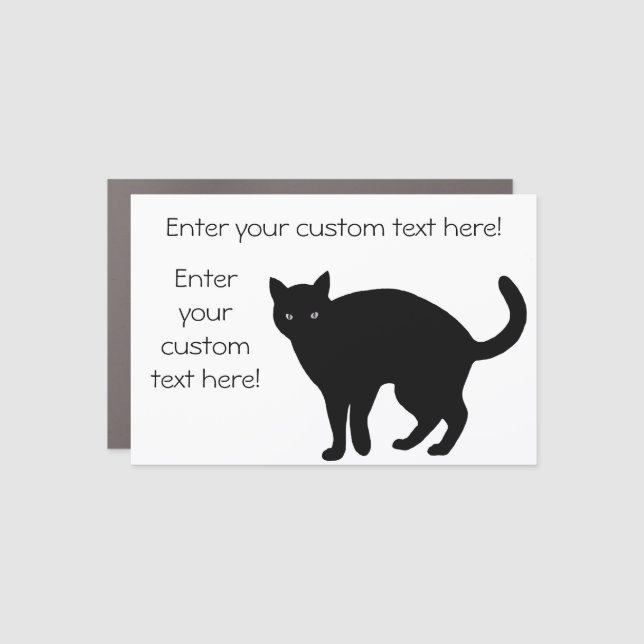Simple Black Cat with Two Custom Text Options Car Magnet (Front)