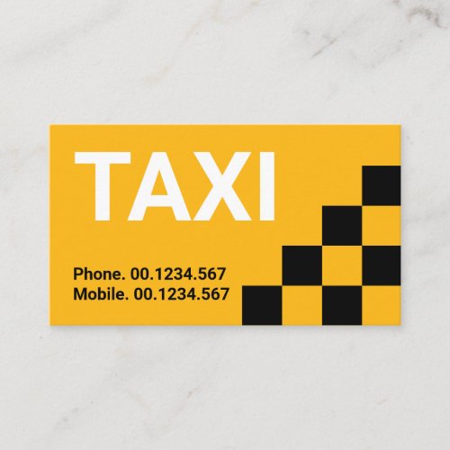 Simple Black Check Box Yellow Taxi Driver Business Card