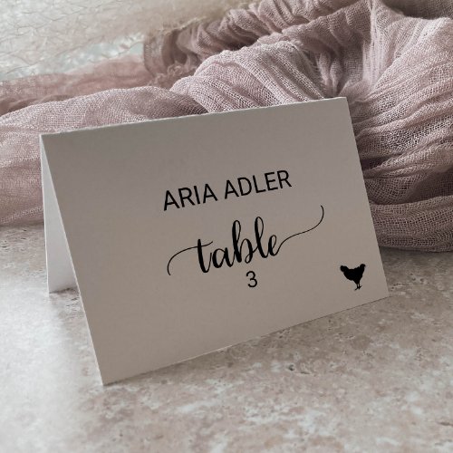 Simple Black Chicken Meal Option Place Card
