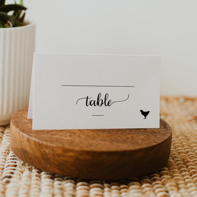 Simple Black Chicken Meal Option Wedding Place Card (Creator Uploaded)