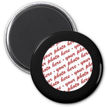 Simple Black  Circle Photo Frame Template Magnet by templates4you at Zazzle