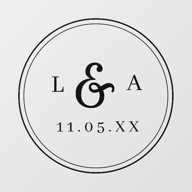 Simple Black Circle Wedding Monogram Wall Decal (Front)