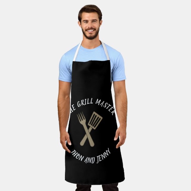 Simple Black Color Aprons | Personalized Aprons (Worn)