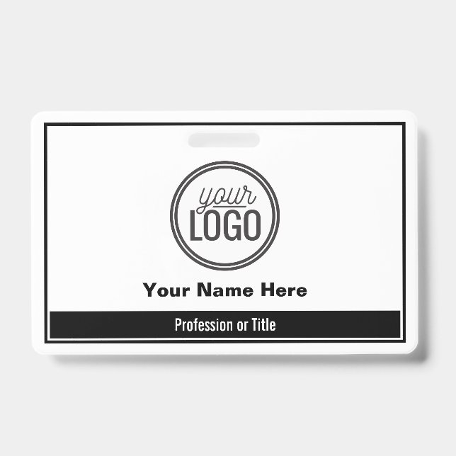 Simple Black Color Block Professional Name Tag Badge (Front)