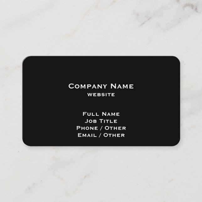 Simple Black Colored Business Card (Front)