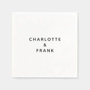 Simple Black Couple Names Wedding Napkins