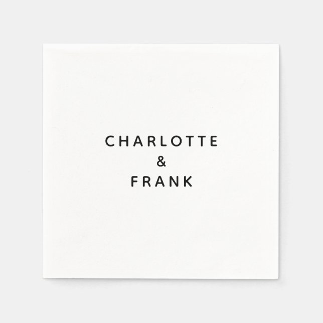 Simple Black Couple Names Wedding Napkins (Front)