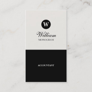 Simple Black & Cream Monogram Business Cards