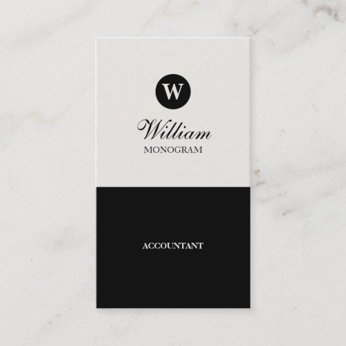 Simple Black &amp; Cream Monogram Business Cards