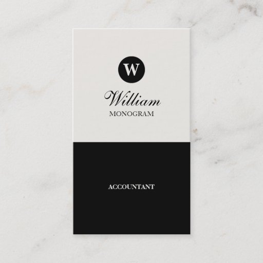 Customizable Simple Black & Cream Monogram Business Cards