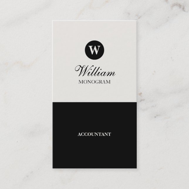 Simple Black & Cream Monogram Business Cards (Front)