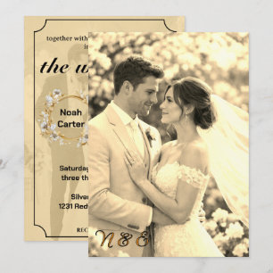 Simple Black & Cream Overlay Photo Wedding 20XX Invitation