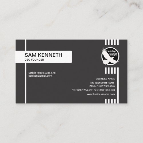 Simple Black Creative Lines CEO Founder Business Card