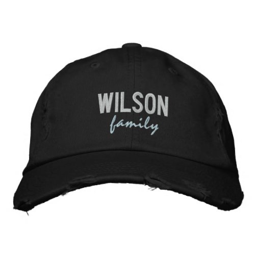 Simple Black Custom Add Your Family Name Embroidered Baseball Cap
