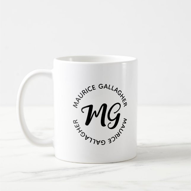 Simple Black Custom Add Your Name Coffee Mug (Left)