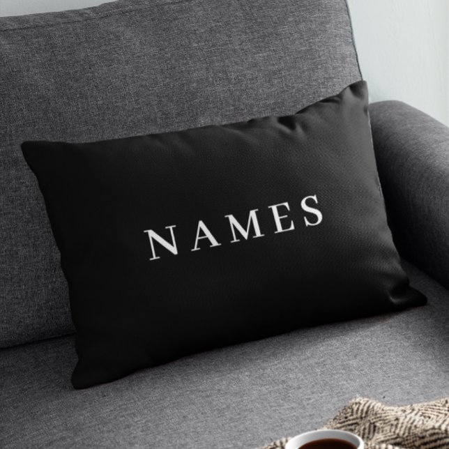 Simple Black Custom Add Your Name Elegant Accent Pillow (Creator Uploaded)