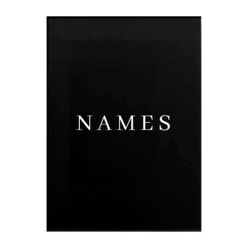 Simple Black Custom Add Your Name Elegant Acrylic Print
