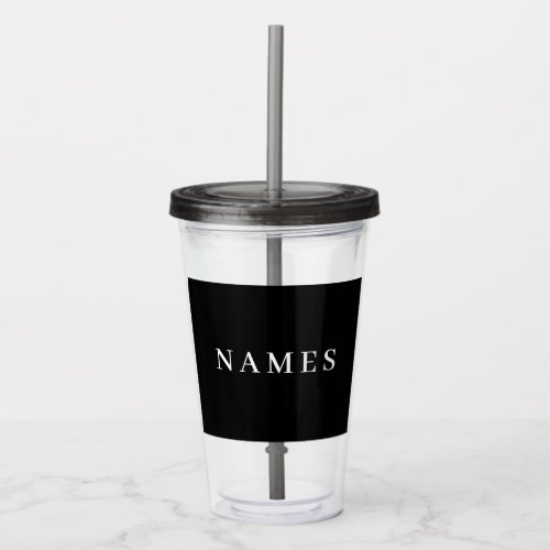 Simple Black Custom Add Your Name Elegant Acrylic Tumbler