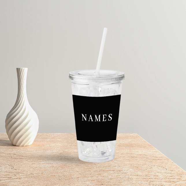 Simple Black Custom Add Your Name Elegant Acrylic Tumbler (Creator Uploaded)