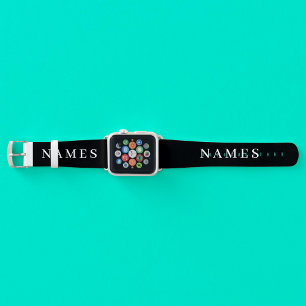 Simple Black Custom Add Your Name Elegant Apple Watch Band