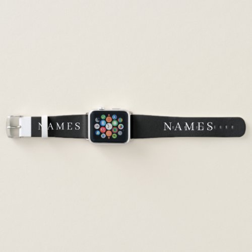 Simple Black Custom Add Your Name Elegant Apple Watch Band