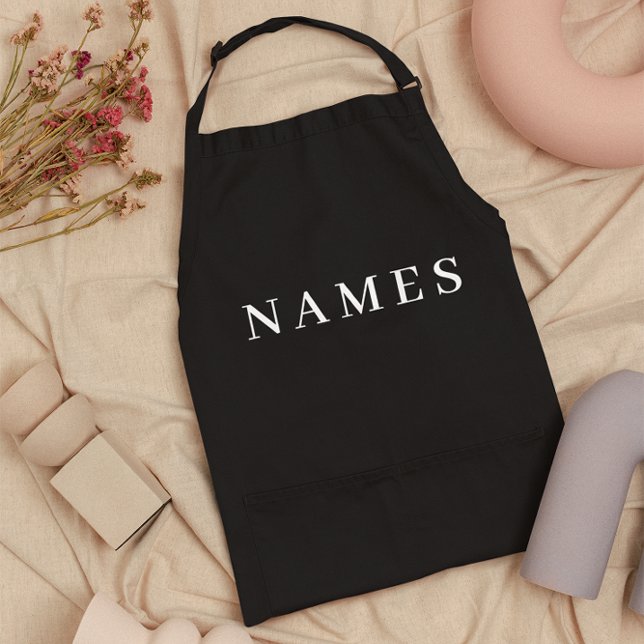 Simple Black Custom Add Your Name Elegant Apron (Creator Uploaded)
