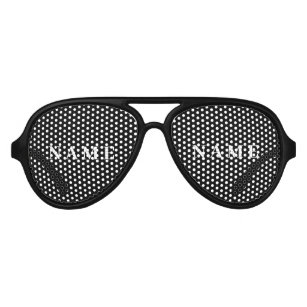 Simple Black Custom Add Your Name Elegant Aviator Sunglasses