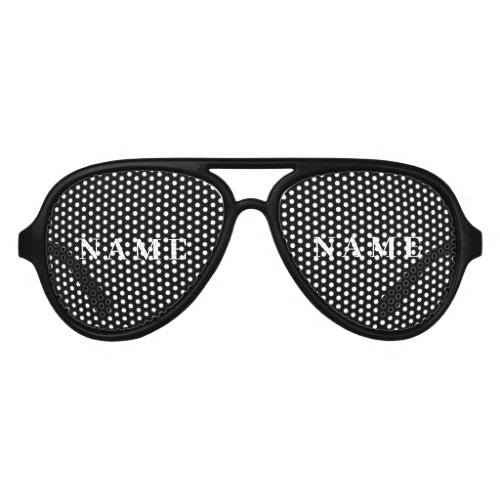Simple Black Custom Add Your Name Elegant Aviator Sunglasses