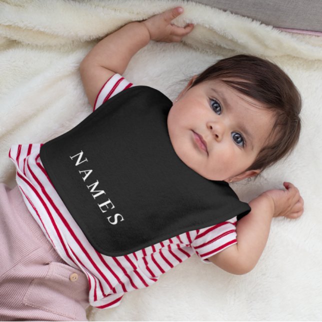 Simple Black Custom Add Your Name Elegant Baby Bib (Creator Uploaded)