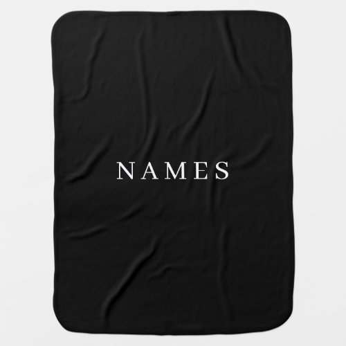 Simple Black Custom Add Your Name Elegant Baby Blanket