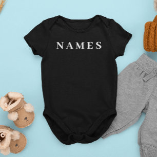 Simple Black Custom Add Your Name Elegant Baby Bodysuit