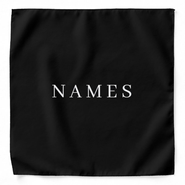 Simple Black Custom Add Your Name Elegant Bandana