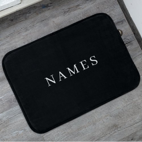 Simple Black Custom Add Your Name Elegant Bath Mat