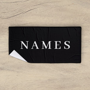 Simple Black Custom Add Your Name Elegant Bath Towel