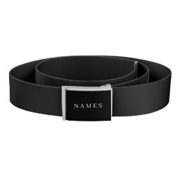 Simple Black Custom Add Your Name Elegant Belt