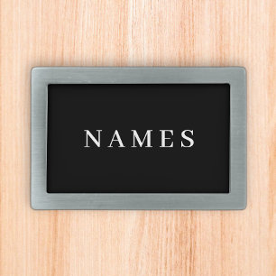 Simple Black Custom Add Your Name Elegant Belt Buckle