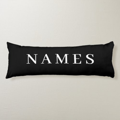 Simple Black Custom Add Your Name Elegant Body Pillow