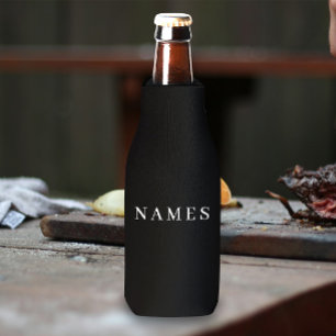 Simple Black Custom Add Your Name Elegant Bottle C Cooler