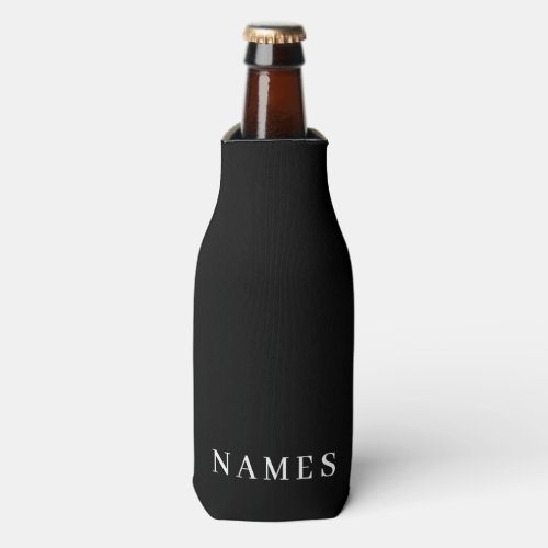 Simple Black Custom Add Your Name Elegant Bottle Cooler
